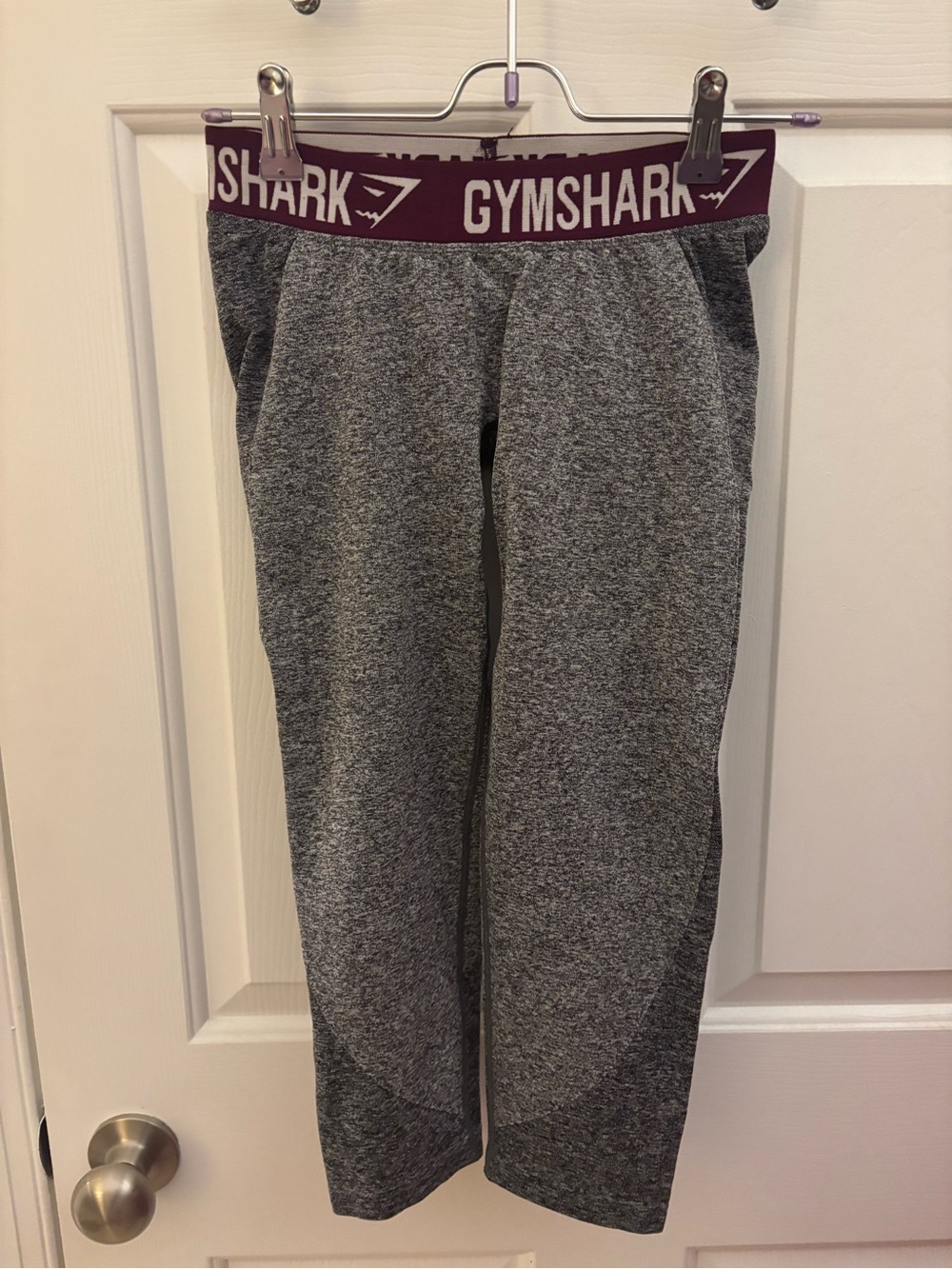 Gymshark Gray Leggings with Maroon Logo Waistband Size Small